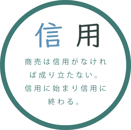 信用 商売は信用がなければ成り立たない。信用に始まり信用に終わる。